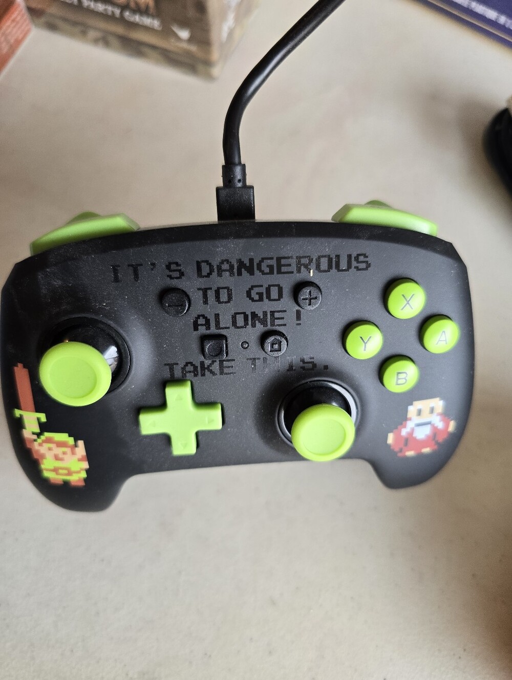 Black & Neon Green Legends Of Zelda Switch Wired Controller